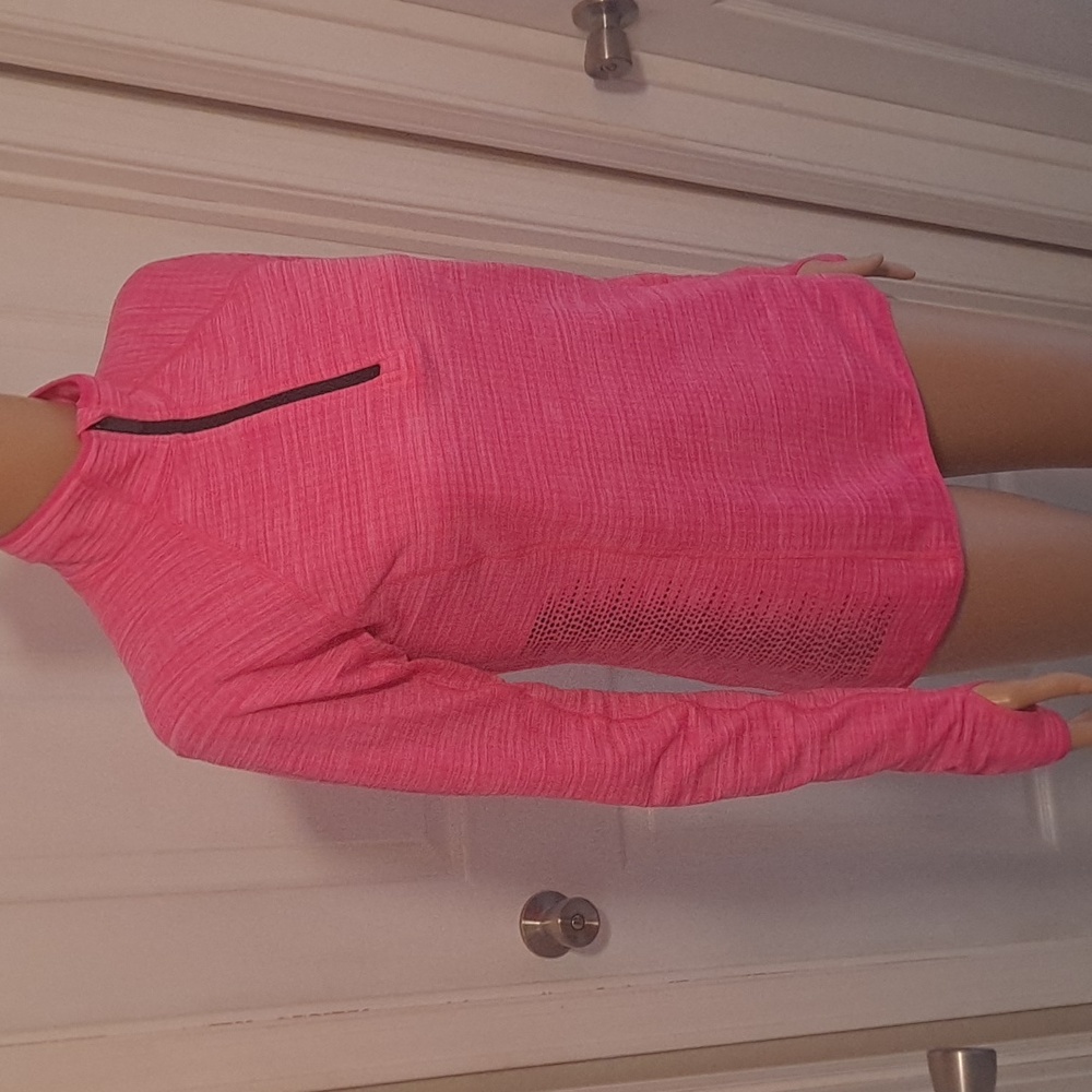 FILA Pink Sport Running Jacket with 1/4 Zip Closure Pullover Long-Sleeve